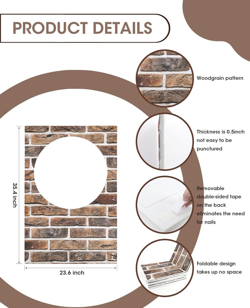 ANZOME Brick Pattern Dart Board Wall Protectors, 36" H x 24" W x 0.5" Thick - Fits 18" Dartboards, Decorative Corkboard Alternative - Image 2